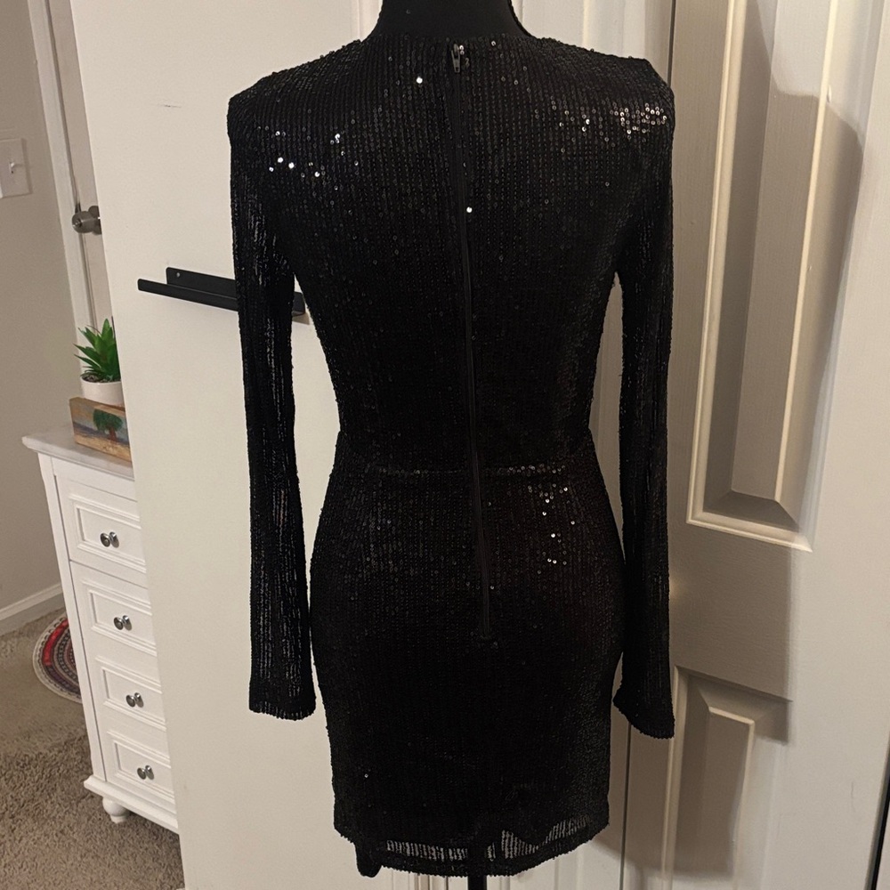 Banjul Black Sequin Long Sleeve Dress - Picture 2 of 8